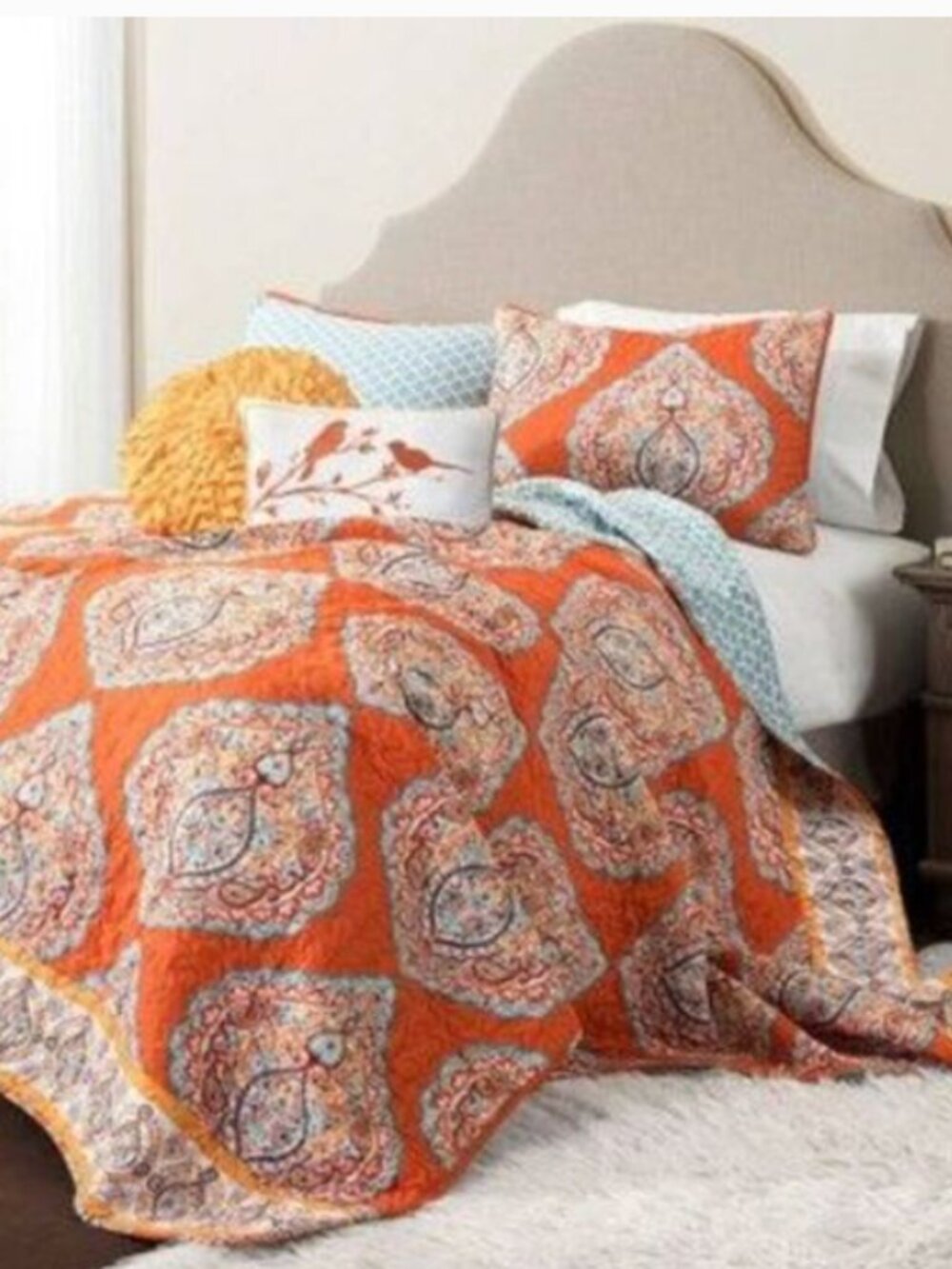 Lush Decor  5 piece king-size Harley quilt set, tangerine